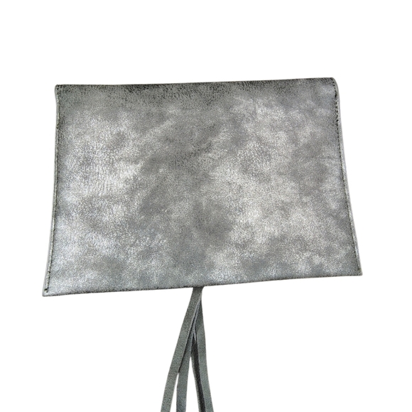 Anthropologie Metallic Envelope Clutch Bag with a Distressed Finish and a Tassel - Picture 7 of 10